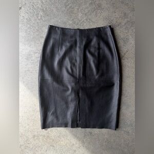 Black Leather Midi Skirt